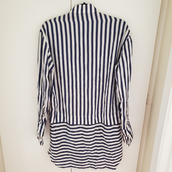 Burberry London navy  and white striped button up - Picture 3 of 9